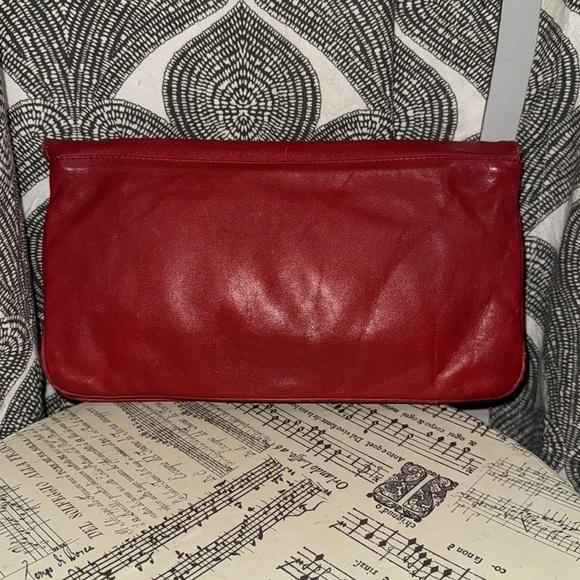 Gorgeous Vintage Unbranded Red Leather Envelope Clutch - Picture 3 of 9